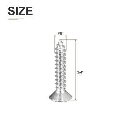 DTGN 100Pcs #6x1/2 Flat Head Wood Screws, 304 Stainless Steel Phillips Self Tapping Screws - Good for Woodworking, Furniture - Silver