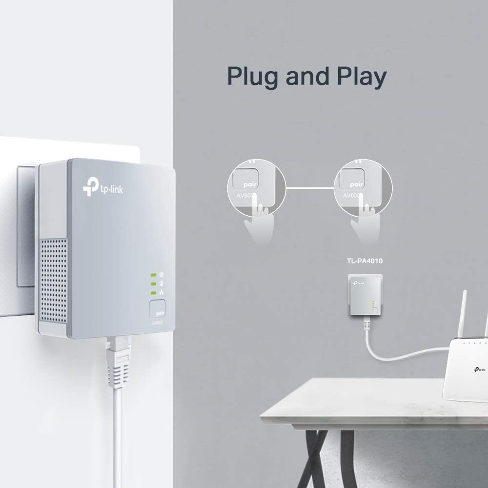 TP-Link AV1000 Powerline Ethernet Adapter(TL-PA7017P KIT) - Gigabit Port, Plug and Play, Extra Power Socket for Additional Devices, Ideal for Smart TV