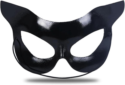 Utavu Women's Cat Eye Mask - Halloween Face Mask, Black, Half Cat Mask, Adults Accessory