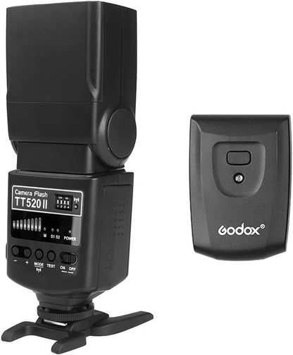 Godox TT520 II On-Camera Flash Electronic Speedlite + AT-16 2.4G Wireless Trigger Transmitter Guide Number 33 S1 S2 Modes Compatible with Canon Sony Nikon Fijifilm Olympus Cameras with Mi Hot Shoe