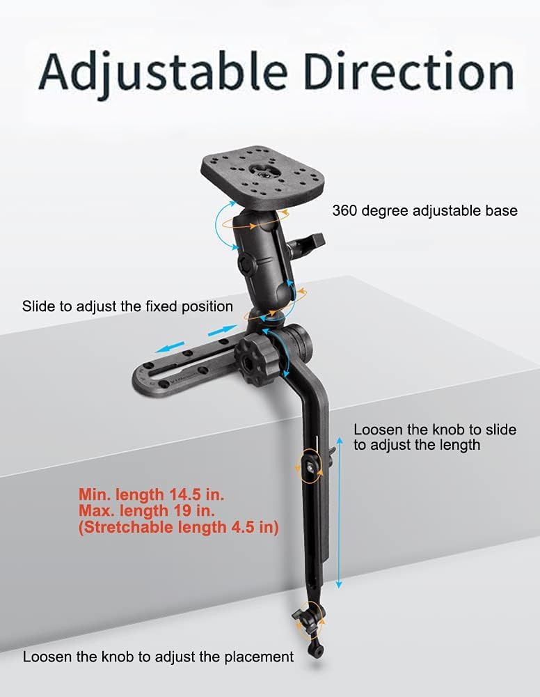 Strg Fish Finder Mount, Kayak Transducer Mounting Arm, Marine Electronics Mounts 1.5" Ball Universal Fish Finder Mount Base Compatible with Scotty Garmin Lowrance Fish Finder
