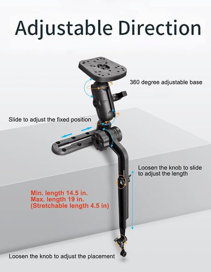 Strg Fish Finder Mount, Kayak Transducer Mounting Arm, Marine Electronics Mounts 1.5" Ball Universal Fish Finder Mount Base Compatible with Scotty Garmin Lowrance Fish Finder