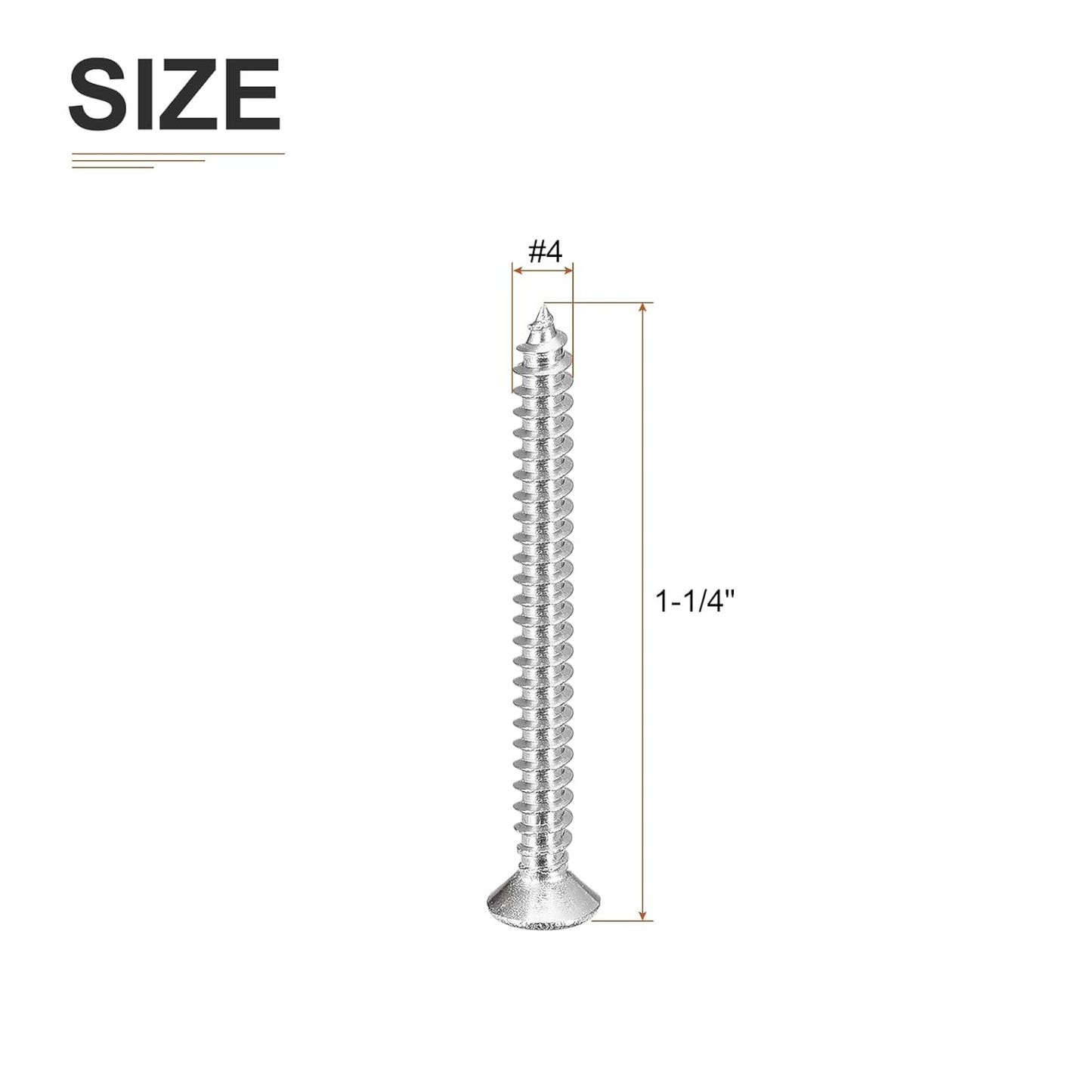 DTGN 100Pcs #6x1/2 Flat Head Wood Screws, 304 Stainless Steel Phillips Self Tapping Screws - Good for Woodworking, Furniture - Silver