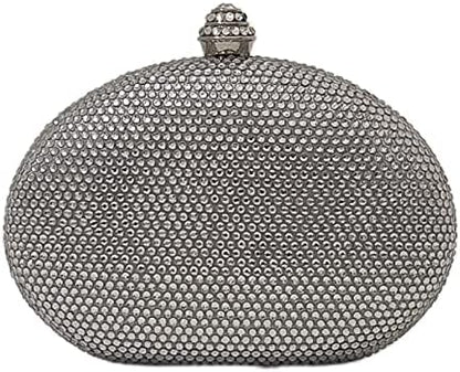 HUANG ZHUANG Egg Shape Crystal Clutch Purse Rhinestone Evening Bag for Women Party Wedding Cute Handbag