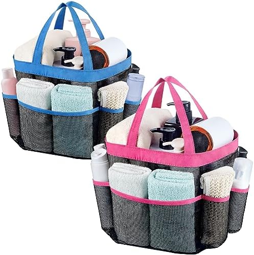 Attmu Mesh Shower Caddy Portable for College Dorm Room Essentials with 8 Pockets, Hanging Shower Caddy Basket Tote Bag Toiletry Accessories for Bathroom