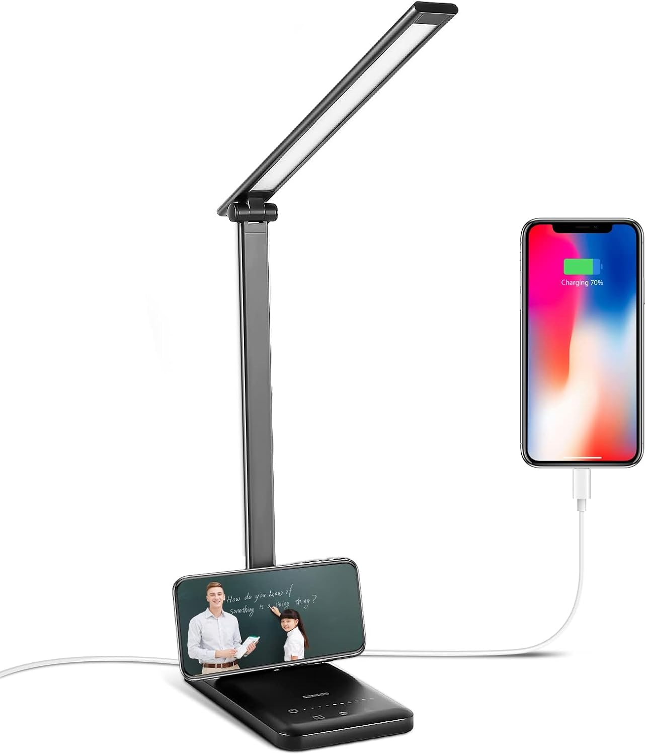 Semlos LED Desk Lamp for Home Office, Eye-Caring Table Light, 25 Lighting Modes, 45 Min Auto Timer, Touch Control, Dimmable, White