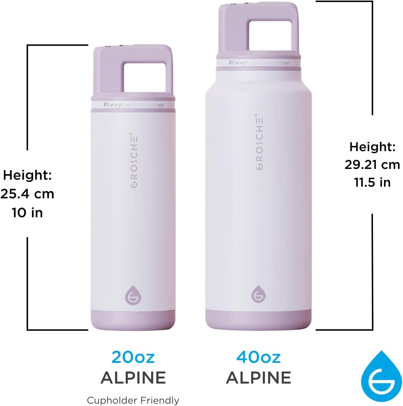 GROSCHE Alpine Flip 'N Sip 16oz Insulated Water Bottle - Stainless Steel, Leakproof Flask with Straw - Perfect for Gym, Travel, Sports & Outdoor Use, Canadian Brand! - 16 fl. oz, Scuba Blue