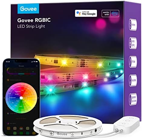 Govee RGBIC LED Strip Lights 100ft, Smart LED Lights Work with Alexa and Google Assistant, App Control Segmented DIY Multiple Colors, Color Changing Lights, LED Lights for Bedroom (NOT Waterproof)