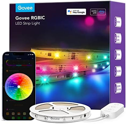 Govee RGBIC LED Strip Lights 100ft, Smart LED Lights Work with Alexa and Google Assistant, App Control Segmented DIY Multiple Colors, Color Changing Lights, LED Lights for Bedroom (NOT Waterproof)