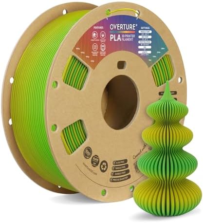 OVERTURE PLA Filament 1.75mm PLA 3D Printer Filament, 1kg Cardboard Spool (2.2lbs), Dimensional Accuracy +/- 0.02mm, Fit Most FDM Printer (Black 1-Pack)