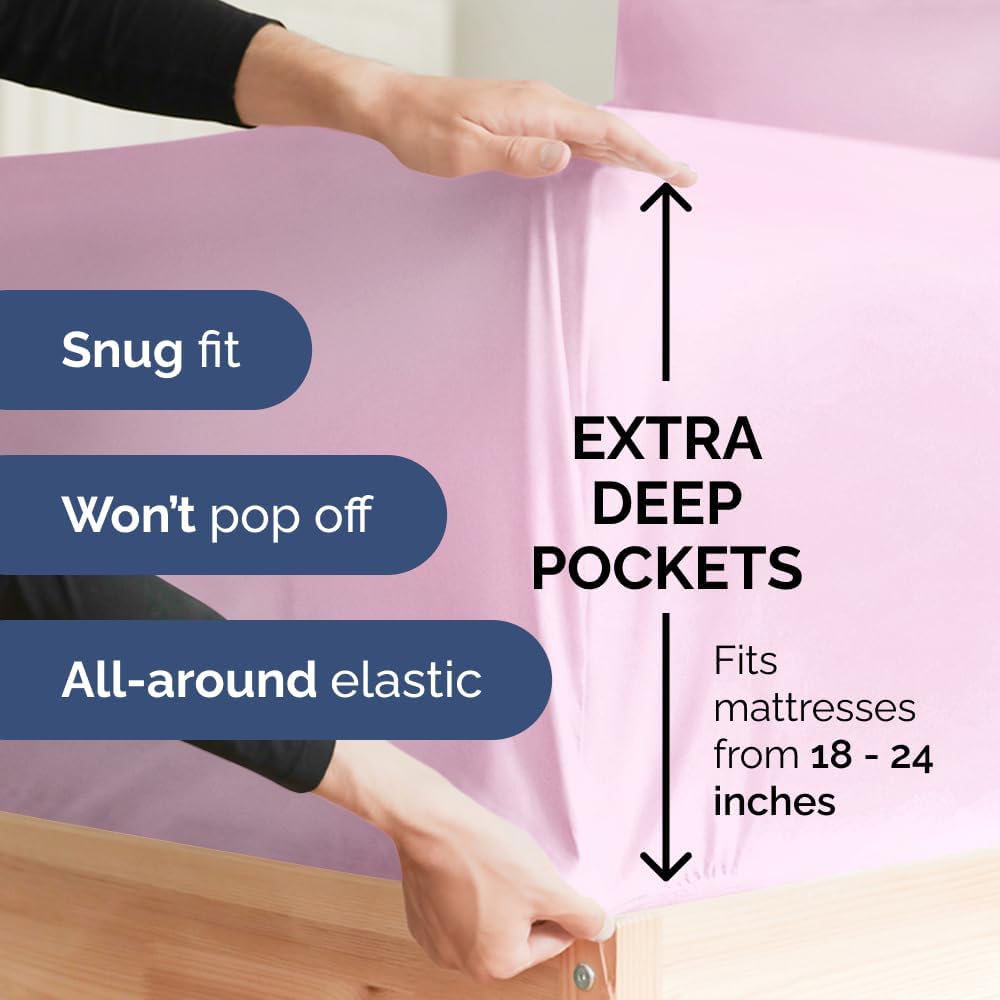 Extra Deep Queen Sheet Set - 6 Piece Breathable & Cooling Sheets - Hotel Luxury Bed Sheets Set - Easy & Secure Fit - Soft, Wrinkle Free & Comfy Sheets Set - White Sheet Set w/Extra Deep Pockets