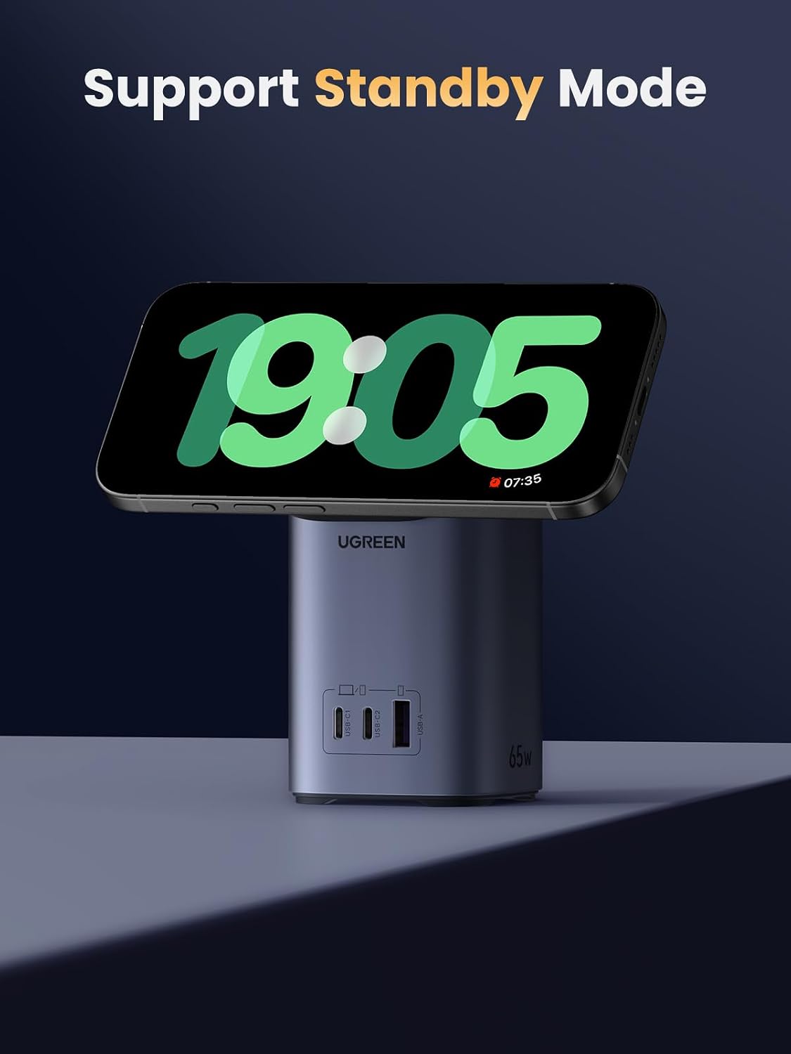 UGREEN Nexode 65W GaN Charger 3-Port, 15W Qi2 Magnetic Wireless Stand | Fast Charging Station, Foldable Magsafe Charger Dock Compatible with iPhone 17 Pro Max, Galaxy S26, iPad