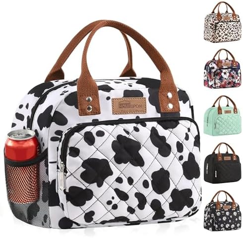 HOMESPON Lunch Bag for Woman Man Adults with Front Pocket Insulated Lunch Tote Lunch Box Container for Work Picnic or Travel(Black)