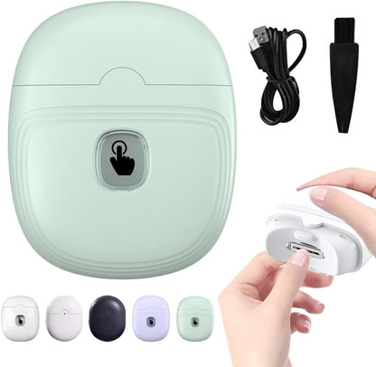 Electric Automatic Nail Clipper, 2025 New Electric Automatic Nail Clippers Trimmer with Led Light, USB Rechargeable Fingernail Clippers Fingernail Manicure Set for Seniors Baby Kids Adults (White)