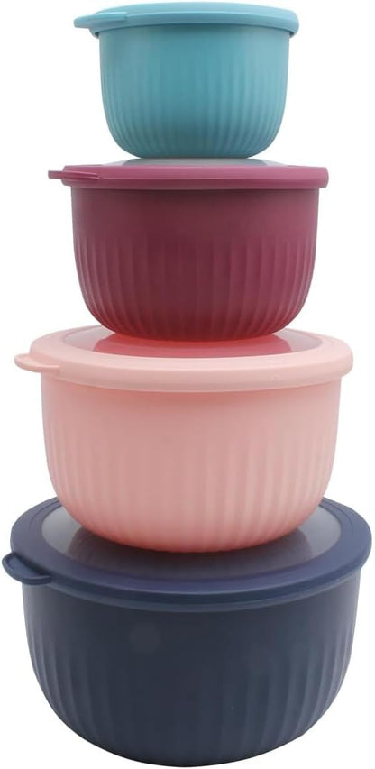 COOK WITH COLOR Prep Bowls with Lids- 8 Piece Nesting Plastic Small Mixing Bowl Set with Lids (Teal Ombre)