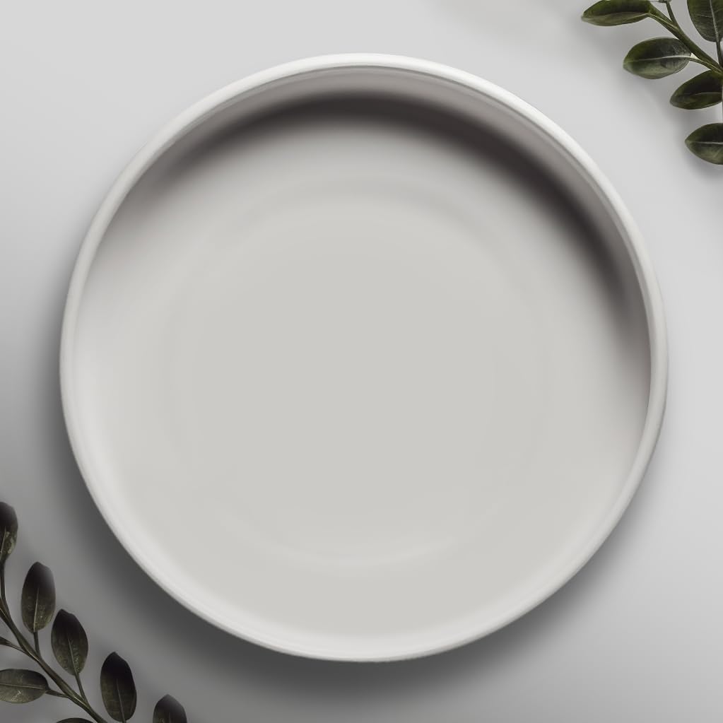 Heavy Duty Ceramic Black Plant Saucer - with Silicone Feet for Added Surface Protection - Scratch-Resistant Plant Drip Trays for Pots 8.3" at the Base or Less, Plant Plate, 7-8 Inch Plant Saucer