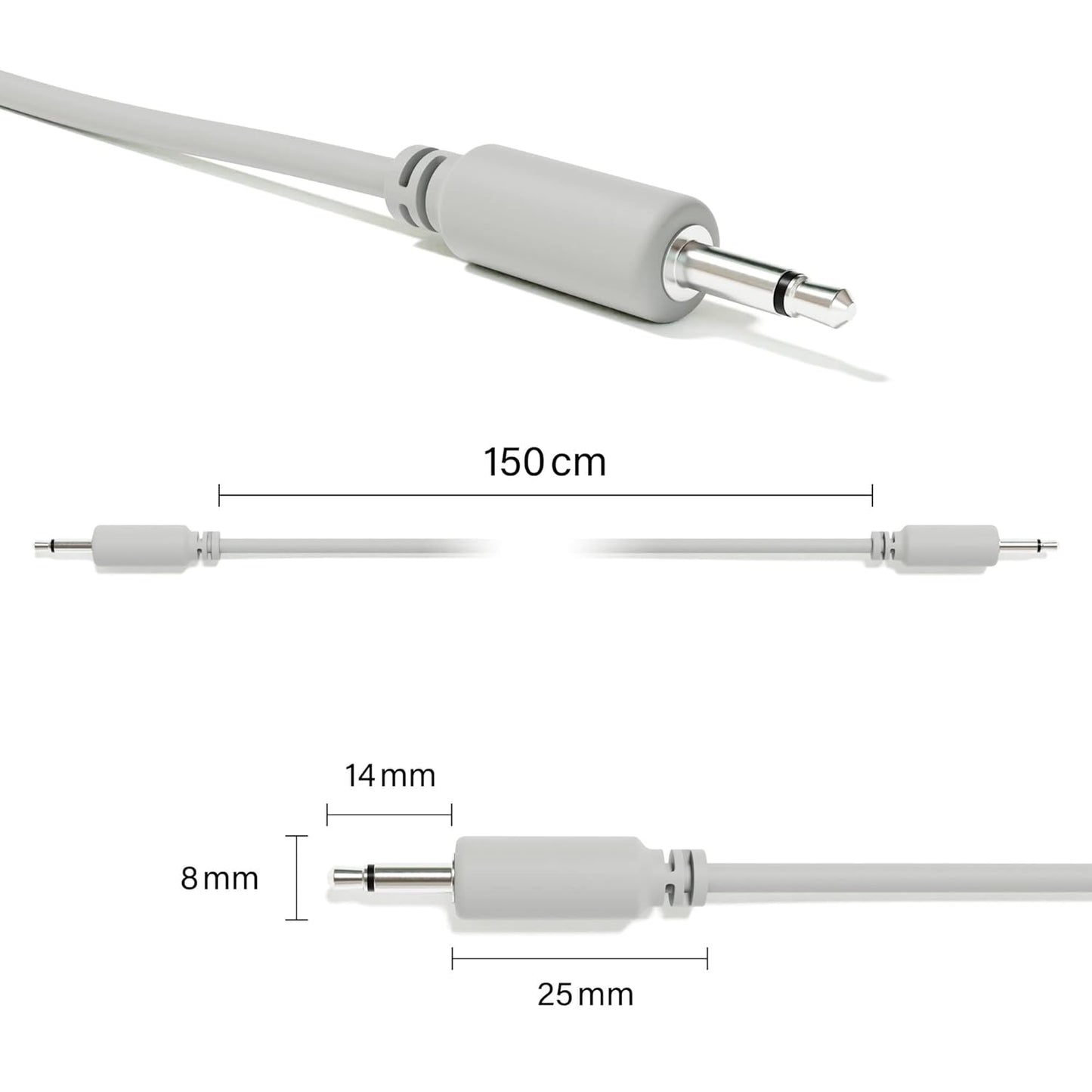 ExcelValley - Mono Modular Patch Cables TS 3.5mm 1/8 inch Eurorack Synthesizer [10-Pack | 20 cm - 7.87"]