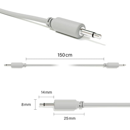 ExcelValley - Mono Modular Patch Cables TS 3.5mm 1/8 inch Eurorack Synthesizer [10-Pack | 20 cm - 7.87"]