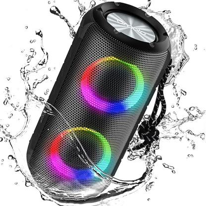 Oraolo Bluetooth Speaker 24W, Portable Speaker with RGB Lights, Stereo Sound, Bluetooth 5.3, 24H Playtime, IPX6 Waterproof, AUX-in, Speaker for Outdoor Camping