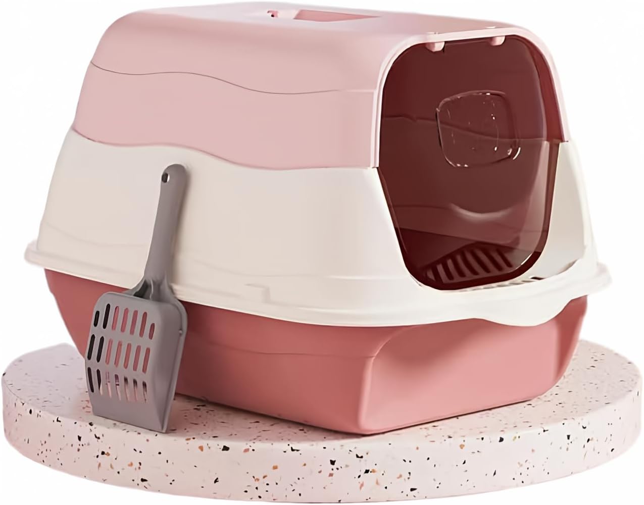 Large Covered Litter Box With Lid - Fully Enclosed Cat Toilet Pan and Scoop
