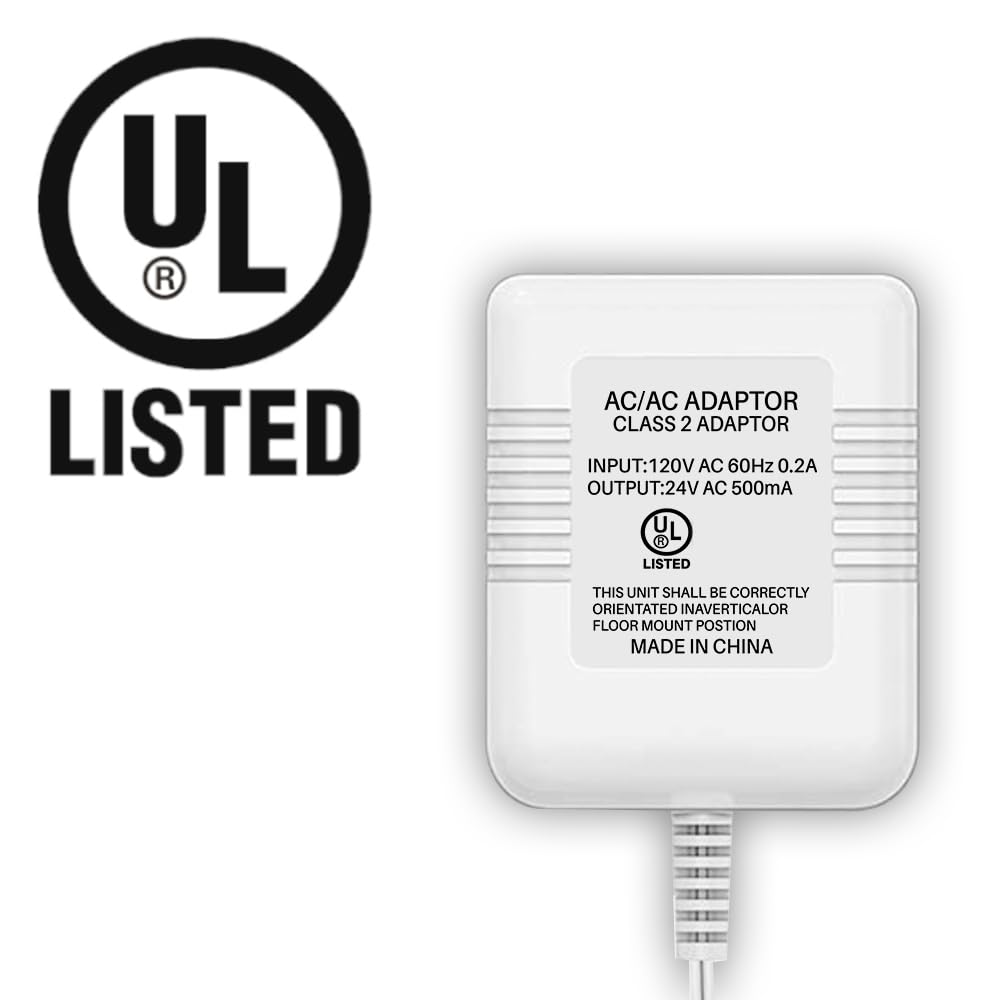Xwartre Doorbell Transformer 24V Power Supply Compatible with Nest, Arlo, Ring, Amcrest, Logitech and Other Doorbells, Thermostats C Wire (7.9m Power Cable)