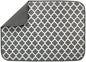 S&T INC. Absorbent, Reversible XL Microfiber Dish Drying Mat for Kitchen, 18 Inch x 24 Inch, Pewter Gray Trellis