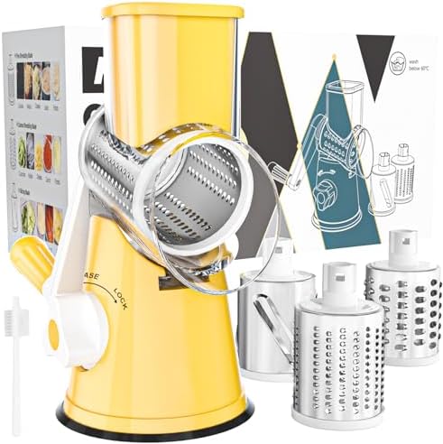 Purilite Select Rotary Cheese Grater with 3 Stainless Steel Blades