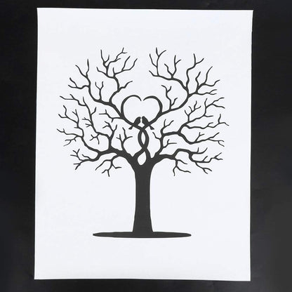 Wedding Fingerprint Tree, Canvas Signature Guestbook, Fingerprint Family Tree Kit with 6 Colors Inkpad, Fingerprint Guest Book for Wedding Birthday Party