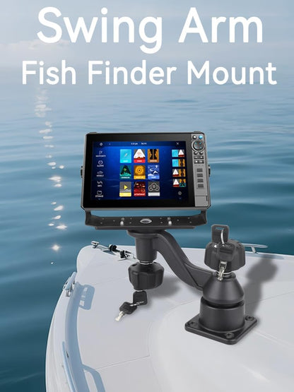 Strg Fish Finder Mount with Lock for Boat, Kayak Fish Finder Swing Mount Marine Electronics Mounts with Rectangular Plate Compatible with Scotty Garmin Lowrance Humminbird and More Depth Finder