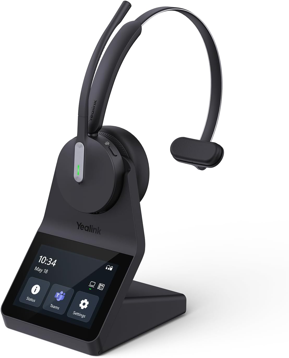 Yealink WH64 Pro DECT& Bluetooth Wireless Headset, 3.5" Touchscreen Teams, Mono Headphones, 606 ft Range,3X Noise Cancelling Mic, 26H Calls Office Work Single Ear Headsets for DeskPhone,Laptop,Mobile