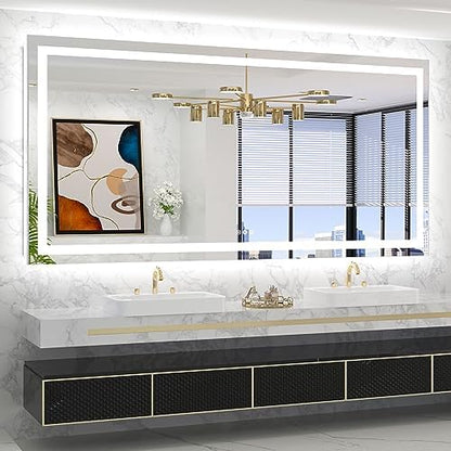 TETOTE LED Bathroom Mirror 20x28 Frontlit & Backlit Lighted Vanity Mirror Anti Fog Stepless Dimmable 3 Colors White/Warm/Natural,Double Lights,Wall-Mounted(Horizontal/Vertical)