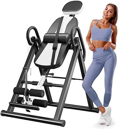 Yoleo Gravity Heavy Duty Inversion Table with Headrest & Adjustable Protective Belt Back Stretcher Machine for Pain Relief Therapy
