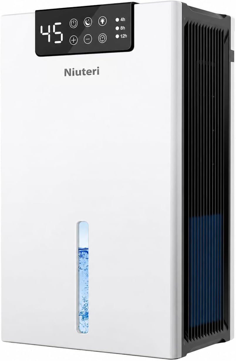 Dehumidifier, 1000Sq.Ft for Home, 98 OZ Dehumidifier for Basement, Quiet Dehumidifiers for Bedroom, Bathroom, RV. Dehumidifiers with Humidity Display, Drain Hose, Auto Shut-Off, Timer, White