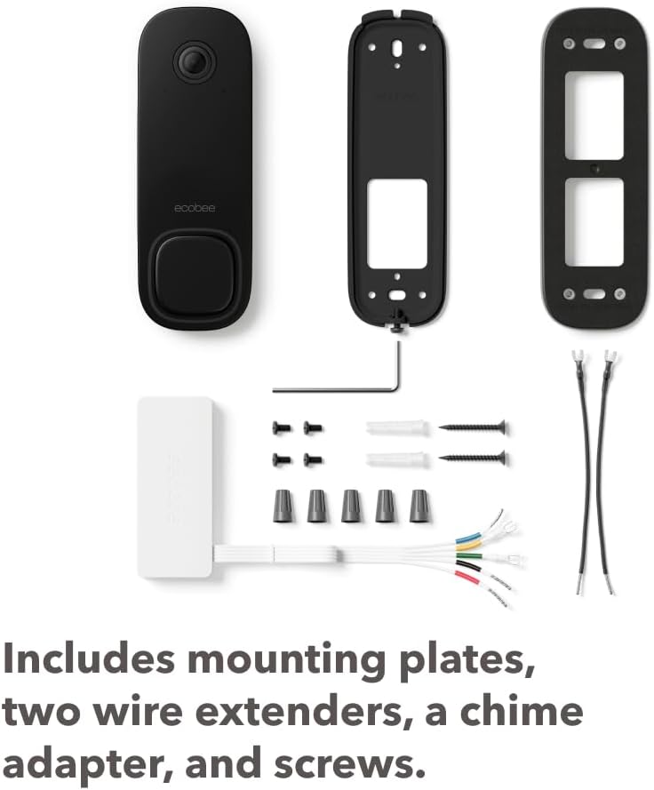 ecobee Smart Video Doorbell Camera (Wired) - with Industry Leading HD Camera, ecobee Smart Security, Night Vision, Person and Package Sensors, 2-Way Talk, and Video & Snapshot Recording