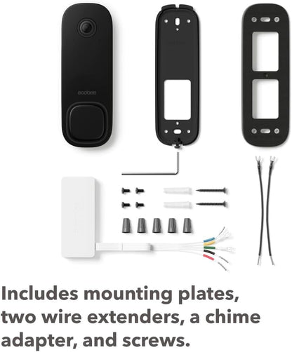 ecobee Smart Video Doorbell Camera (Wired) - with Industry Leading HD Camera, ecobee Smart Security, Night Vision, Person and Package Sensors, 2-Way Talk, and Video & Snapshot Recording
