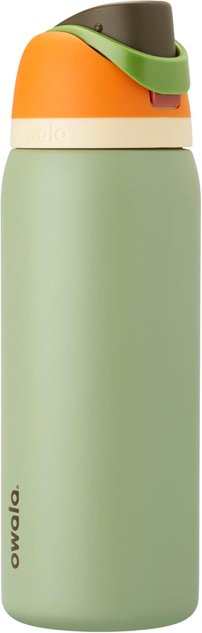 Owala FreeSip Insulated Stainless Steel Water Bottle with Straw for Sports and Travel, BPA-Free, 24-oz, Very, Very Dark