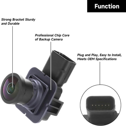 Rear View Back Up Wide Angle Camera Park Assist Reverse Camera - Compatible for Ford Edge 2015-2018 - Replace Part F2GZ19G490A