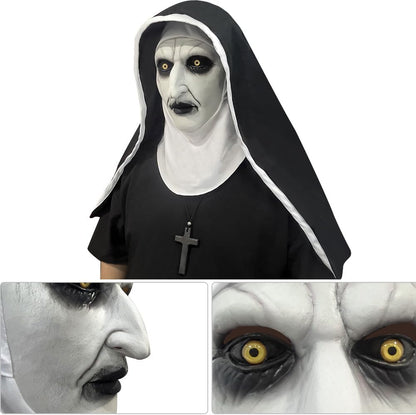 ACBAGI The Nun Mask Full Head Nun Scary Halloween Mask Costume Scary Nun Costume for Unisex Adults