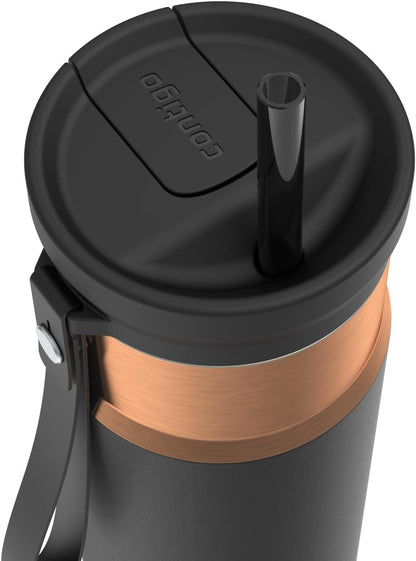 Contigo SnapSeal 24 oz Water Bottle w/Carry Strap & Reusable Straw | Vacuum-Insulated Stainless Steel for Hot & Cold Drinks | Spill-Proof Lid | BPA & Lead-Free | Dishwasher Safe