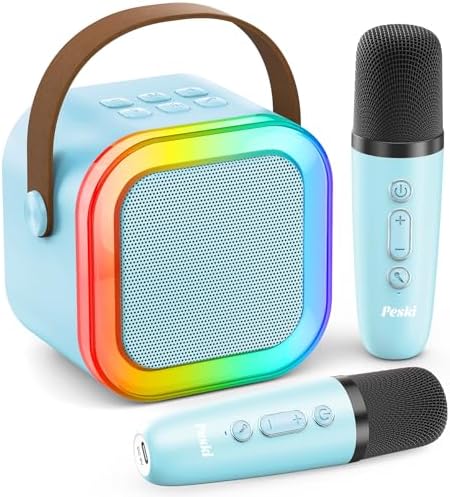 Karaoke Machine for Kids Adults, Portable Bluetooth Mini Karaoke Microphone Singing Speaker Karaoke Player with 2 Wireless Mic Toys for All Smartphones,Birthday, Family,Home Party (Purple)