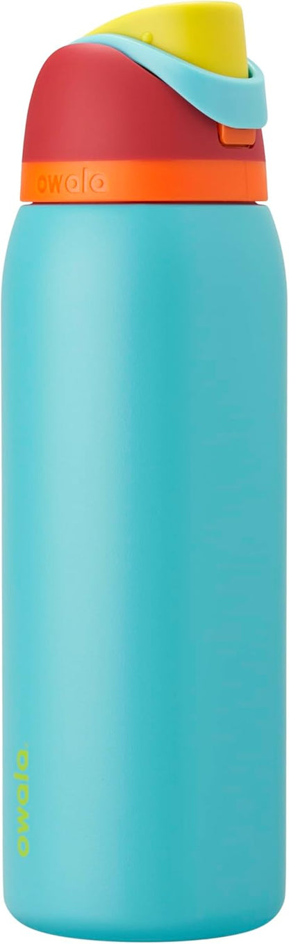 Owala FreeSip Insulated Stainless Steel Water Bottle with Straw for Sports and Travel, BPA-Free, 24-oz, Very, Very Dark