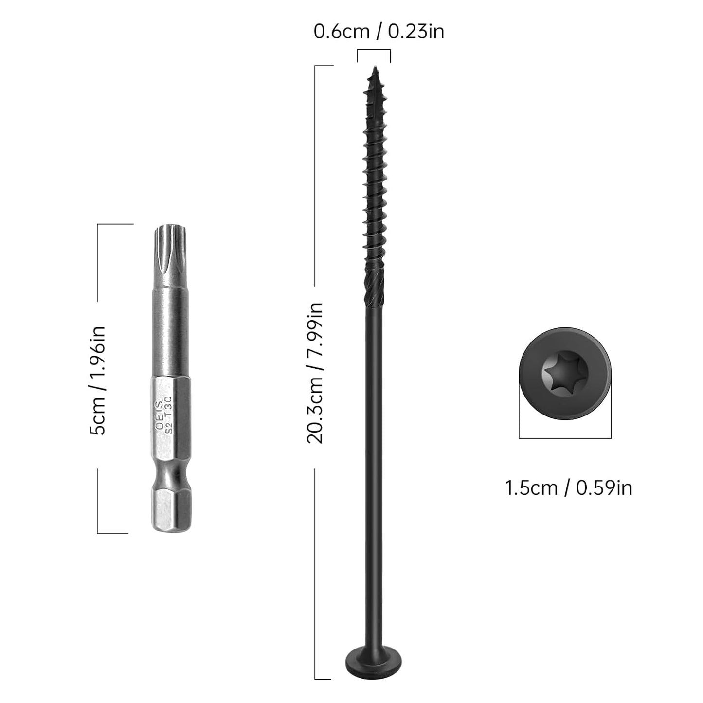 Wood Screws #14 x 6 Inch, Deck Screws 50Pcs,T30 Star Drive Outdoor Screws, Rust Resistant Timber Screws for Timber/Log/Landscaping Wood (#14 x 6)