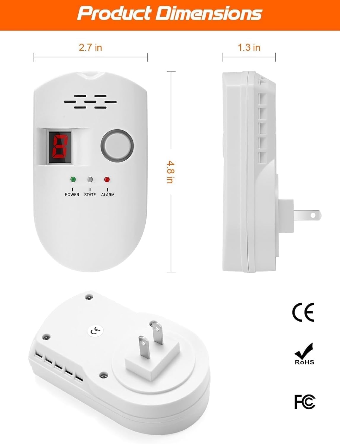 Natural Gas Detector, Propane Gas Leak Detector, Natural Gas Detector for Home, High Sensitivity Propane Detector, Natural Gas Leak Alarm Monitor Sensor