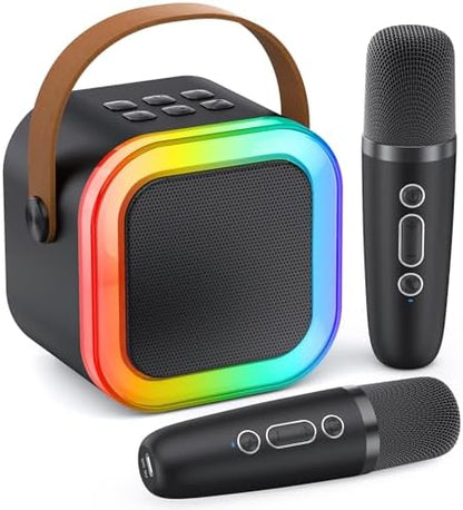 Karaoke Machine for Kids Adults, Portable Bluetooth Mini Karaoke Microphone Singing Speaker Karaoke Player with 2 Wireless Mic Toys for All Smartphones,Birthday, Family,Home Party (Purple)