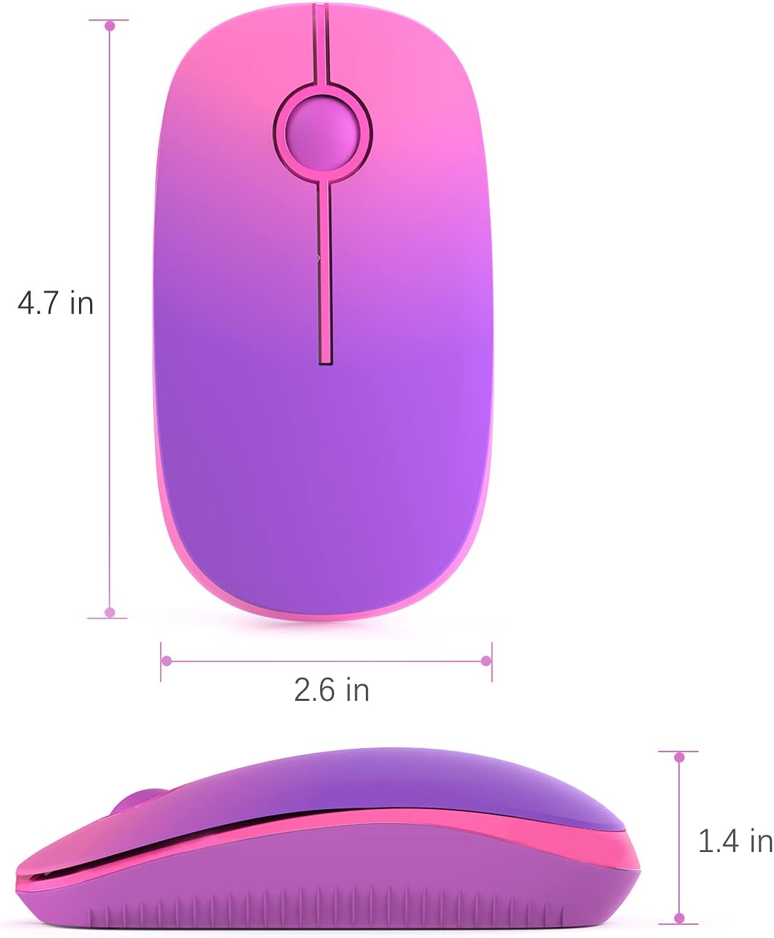 Wireless Mouse, Vssoplor 2.4G Slim Portable Computer Mice with Nano Receiver for Notebook, PC, Laptop, Computer-Black and Silver