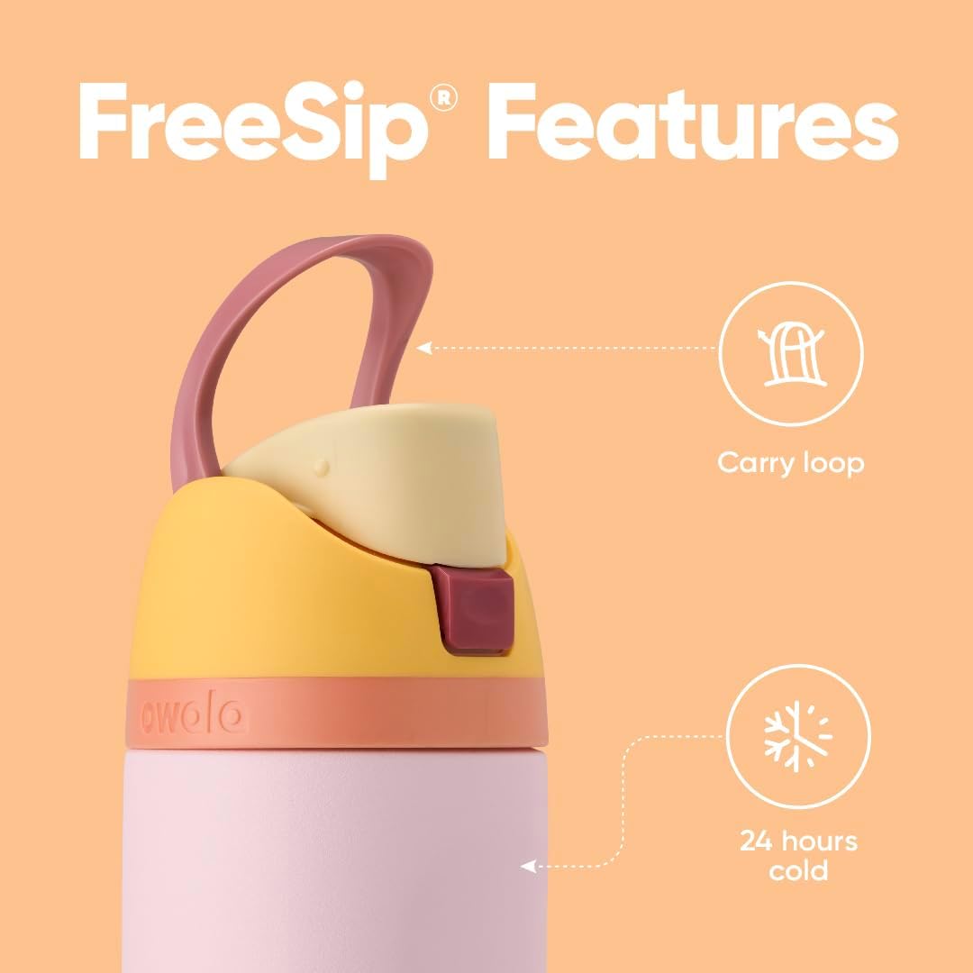 Owala Kids FreeSip Insulated Stainless Steel Water Bottle with Straw, BPA-Free Sports Water Bottle, Great for Travel, 16 oz, Celestial Sphere