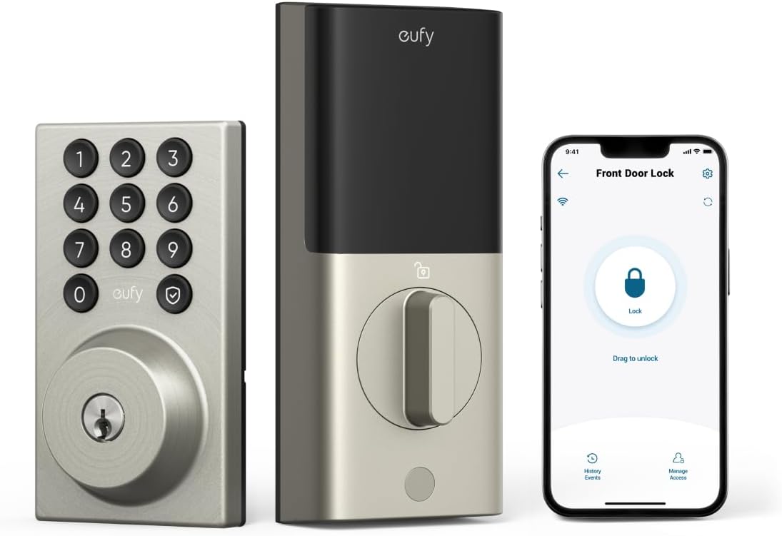 eufy Smart Lock C30, Keyless Entry Door Lock, Built-in WiFi Deadbolt, Smart Lock for Front Door, No Bridge Required, Easy Installation, App Remote Control, Auto Lock, Black