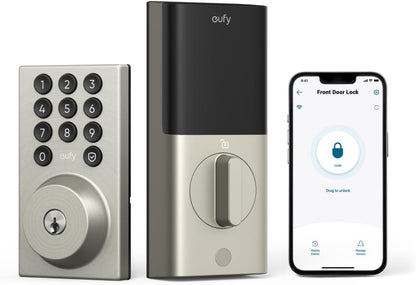 eufy Smart Lock C30, Keyless Entry Door Lock, Built-in WiFi Deadbolt, Smart Lock for Front Door, No Bridge Required, Easy Installation, App Remote Control, Auto Lock, Black