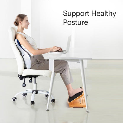 StrongTek Adjustable Wooden Foot Rest for Under Desk, Ergonomic Office Footstool with 3 Height Levels, Improves Posture & Leg Circulation, Comfortable Foot Support for Work & Home