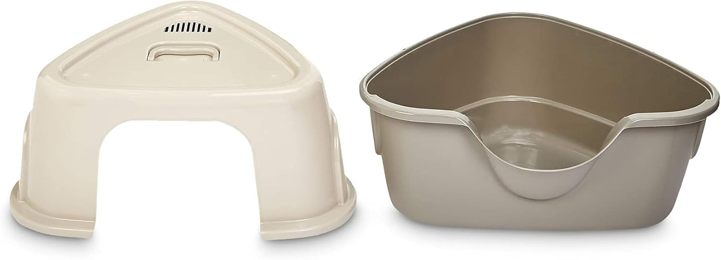 No-Mess Hooded Enclosed Cat Litter Box, Large, Multicolor, 24 in x 18 in x 17 in
